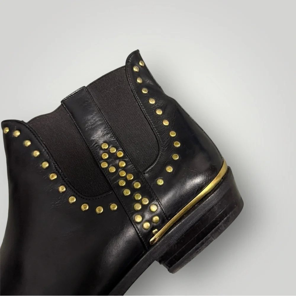 Rare Mezlan Black Leather‎ Studded Chelsea Boots Sz 8